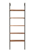 72" Brown Metal and Solid Wood Five Tier Ladder Bookcase