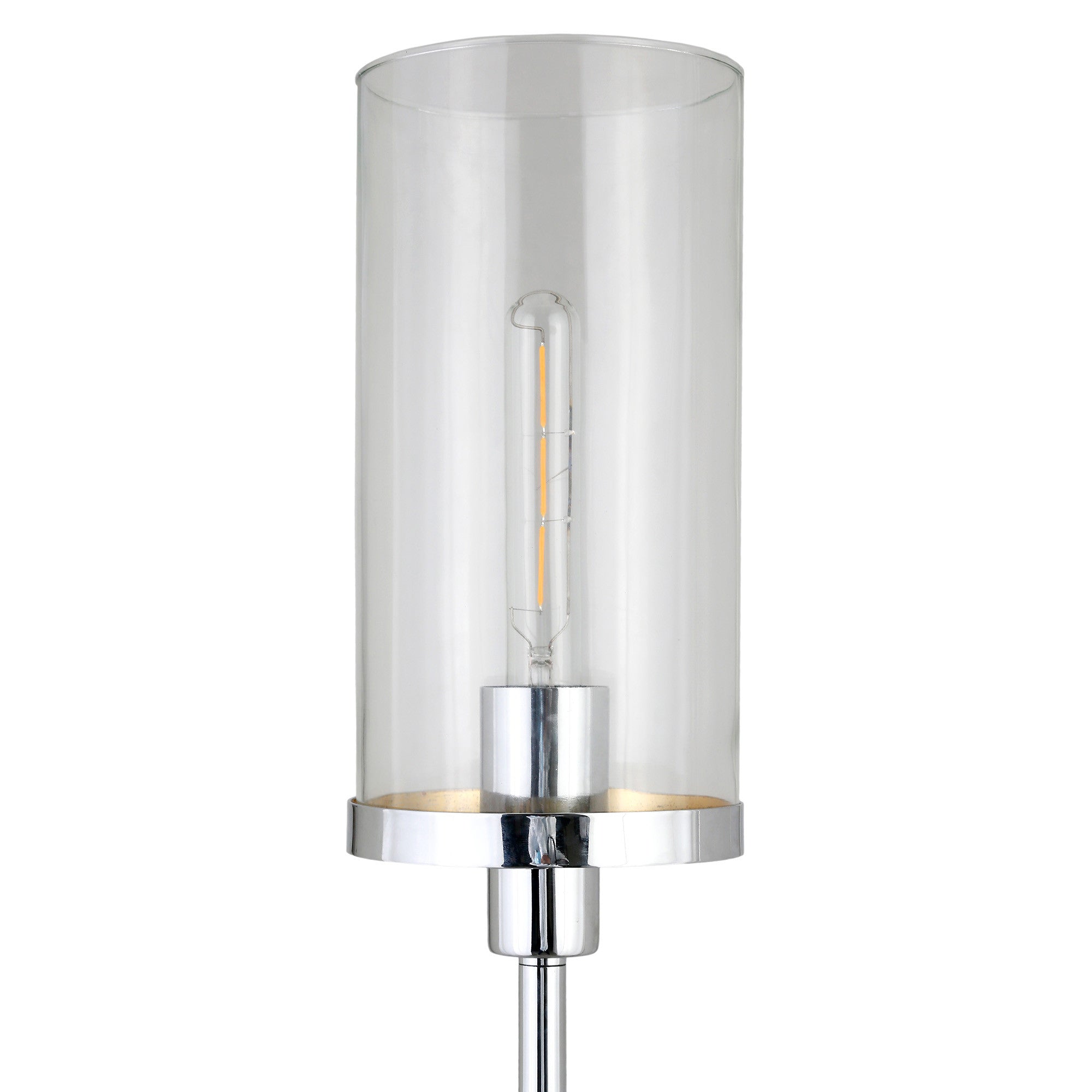 66" Nickel Torchiere Floor Lamp With Clear Transparent Glass Drum Shade