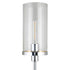 66" Nickel Torchiere Floor Lamp With Clear Transparent Glass Drum Shade