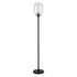 69" Black Novelty Floor Lamp With Clear Seeded Glass Globe Shade