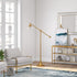 59" Brass Reading Floor Lamp With Clear Transparent Glass Empire Shade