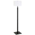 62" Black Traditional Shaped Floor Lamp With White Frosted Glass Drum Shade