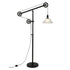 70" Black Reading Floor Lamp With Clear Transparent Glass Cone Shade