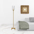 66" Brass Torchiere Floor Lamp With Clear Transparent Glass Drum Shade