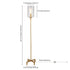 66" Brass Torchiere Floor Lamp With Clear Transparent Glass Drum Shade