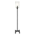 66" Black Torchiere Floor Lamp With Clear Seeded Glass Drum Shade