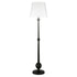 68" Black Traditional Shaped Floor Lamp With White Frosted Glass Drum Shade