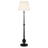 68" Black Traditional Shaped Floor Lamp With White Frosted Glass Drum Shade