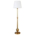 68" Brass Traditional Shaped Floor Lamp With White Frosted Glass Drum Shade