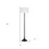 62" Black Traditional Shaped Floor Lamp With White Frosted Glass Drum Shade