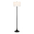 62" Black Traditional Shaped Floor Lamp With White Frosted Glass Drum Shade