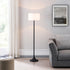 62" Black Traditional Shaped Floor Lamp With White Frosted Glass Drum Shade