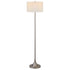 62" Nickel Traditional Shaped Floor Lamp With White Frosted Glass Drum Shade