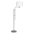 71" Nickel Adjustable Traditional Shaped Floor Lamp With White Frosted Glass Drum Shade