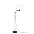 71" Black Adjustable Floor Lamp With White Frosted Glass Drum Shade