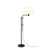 71" Black Adjustable Floor Lamp With White Frosted Glass Drum Shade