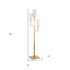 69" Brass Three Light Torchiere Floor Lamp With White Frosted Glass Rectangular Shade