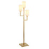 69" Brass Three Light Torchiere Floor Lamp With White Frosted Glass Rectangular Shade