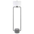 63" Black Column Floor Lamp With White Frosted Glass Drum Shade