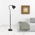 68" Black Adjustable Reading Floor Lamp With Black Dome Shade