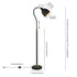 68" Black Adjustable Reading Floor Lamp With Black Dome Shade