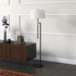 63" Black Traditional Shaped Floor Lamp With White Frosted Glass Drum Shade