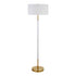 61" Brass Two Light Floor Lamp With White Frosted Glass Drum Shade