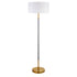 61" Brass Two Light Floor Lamp With White Frosted Glass Drum Shade