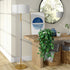 61" Brass Two Light Floor Lamp With White Frosted Glass Drum Shade