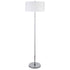 61" Nickel Two Light Floor Lamp With White Frosted Glass Drum Shade