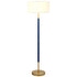 61" Brass Two Light Floor Lamp With White Frosted Glass Drum Shade