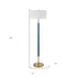 61" Brass Two Light Floor Lamp With White Frosted Glass Drum Shade