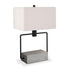 22" Gray and Black Mod Table Lamp With White Rectangular Shade