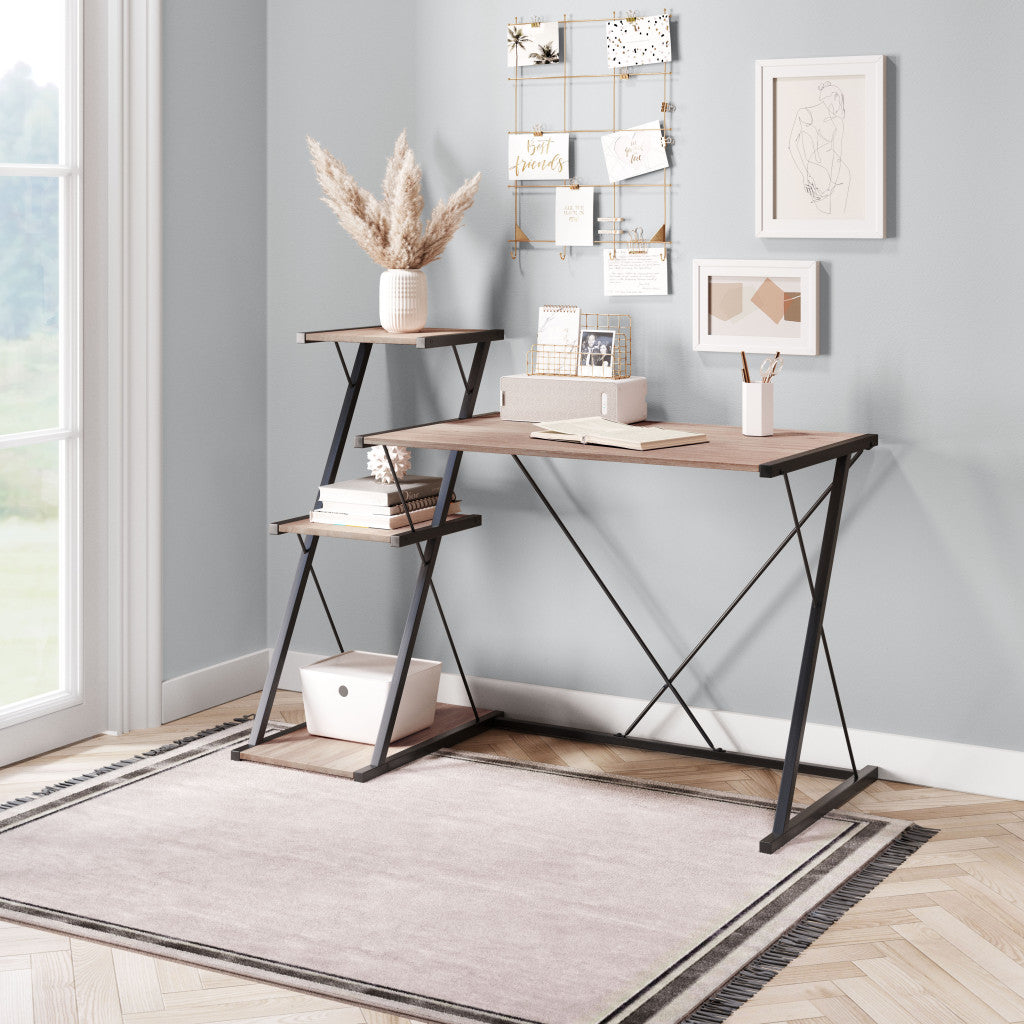 51" Brown and Black Writing Desk