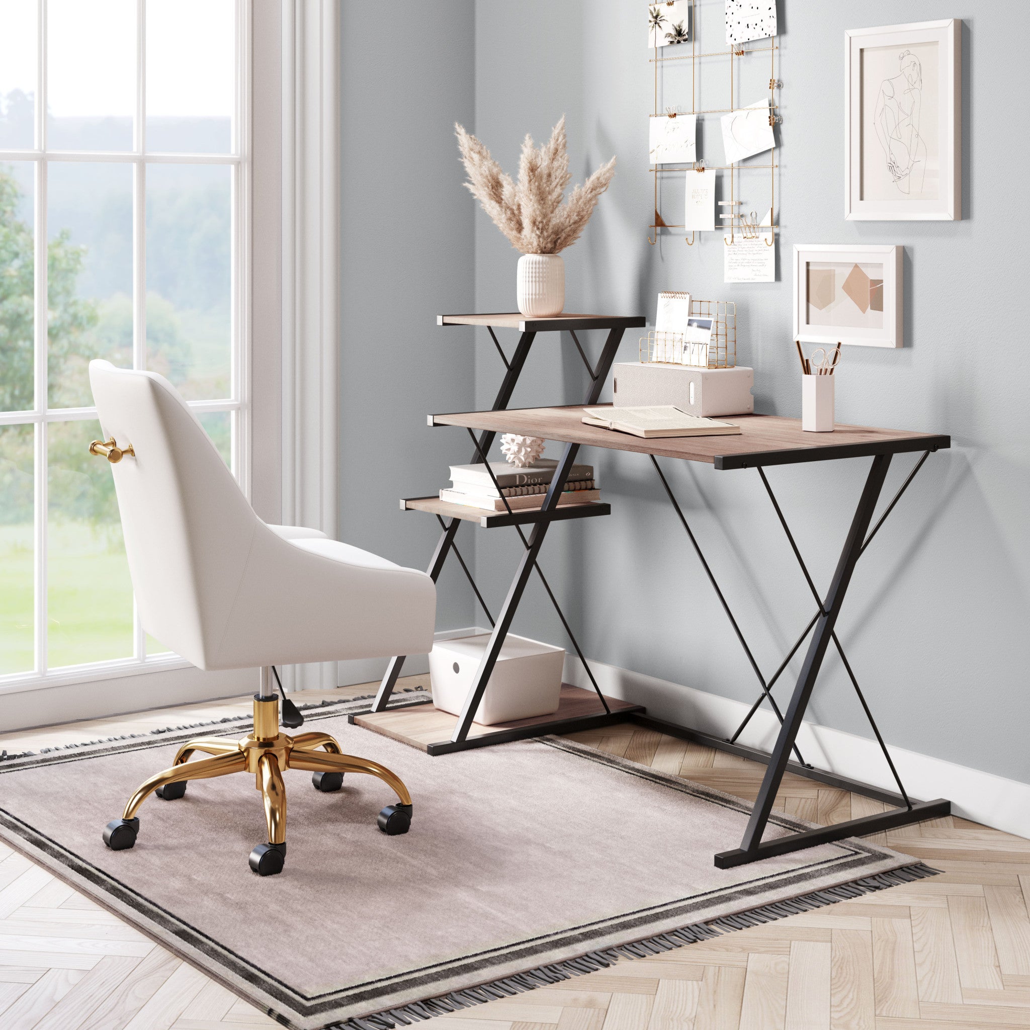 51" Brown and Black Writing Desk