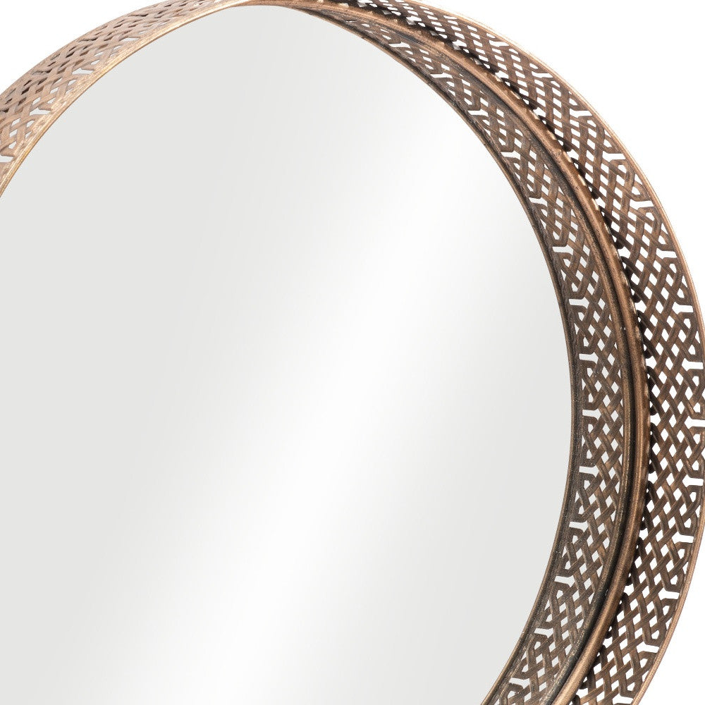 Gold Round Steel Framed Accent Mirror