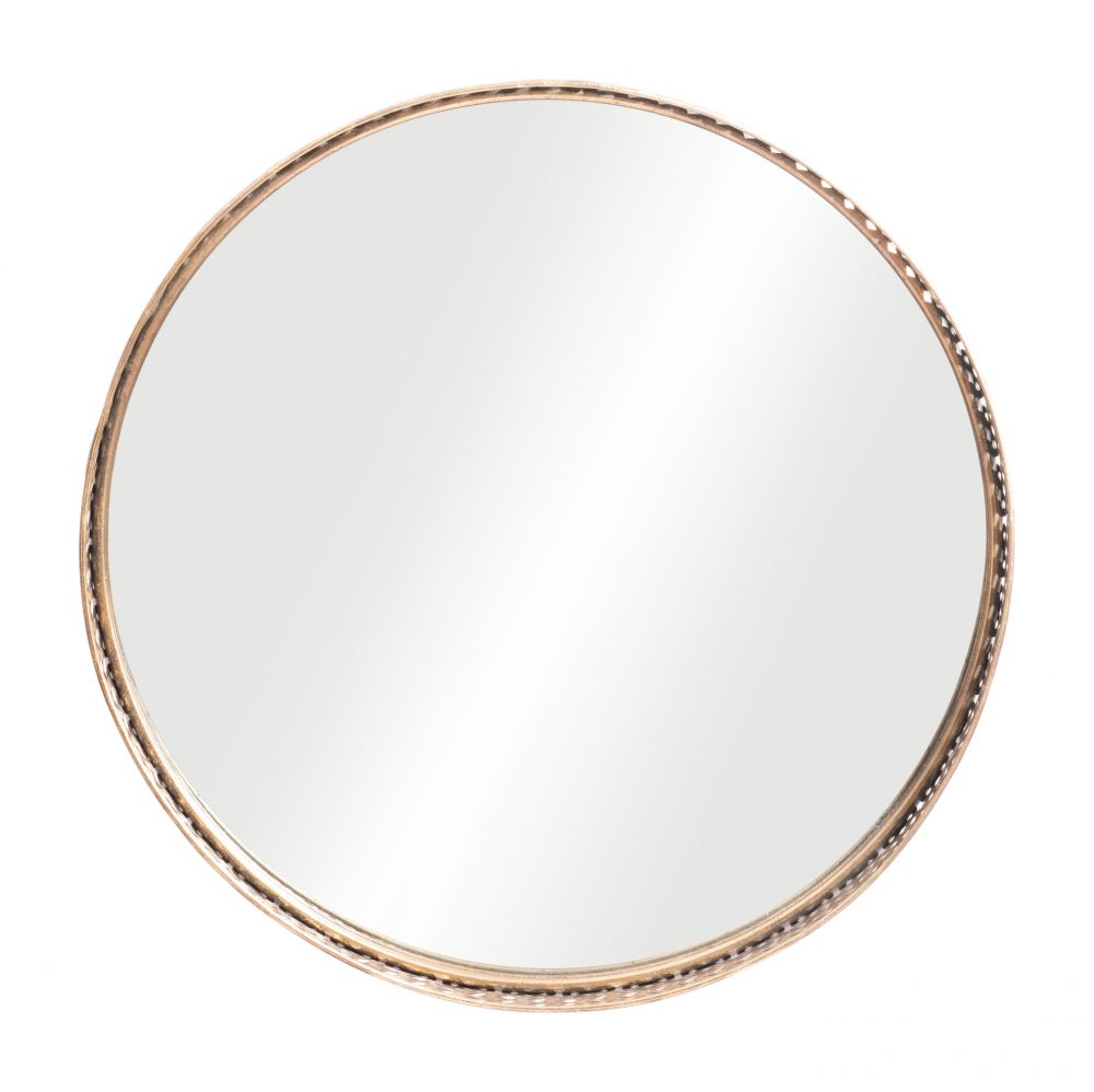 Gold Round Steel Framed Accent Mirror