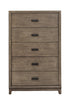 32" Gray Solid Wood Five Drawer Chest