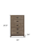 32" Gray Solid Wood Five Drawer Chest