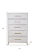 30" White Solid Wood Five Drawer Chest