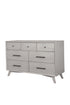 59" Gray Solid Wood Seven Drawer Double Dresser