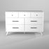 56" White Solid Wood Seven Drawer Double Dresser