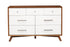 56" Brown and White Solid Wood Seven Drawer Double Dresser