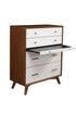 38" Brown and White Solid Wood Four Drawer Chest