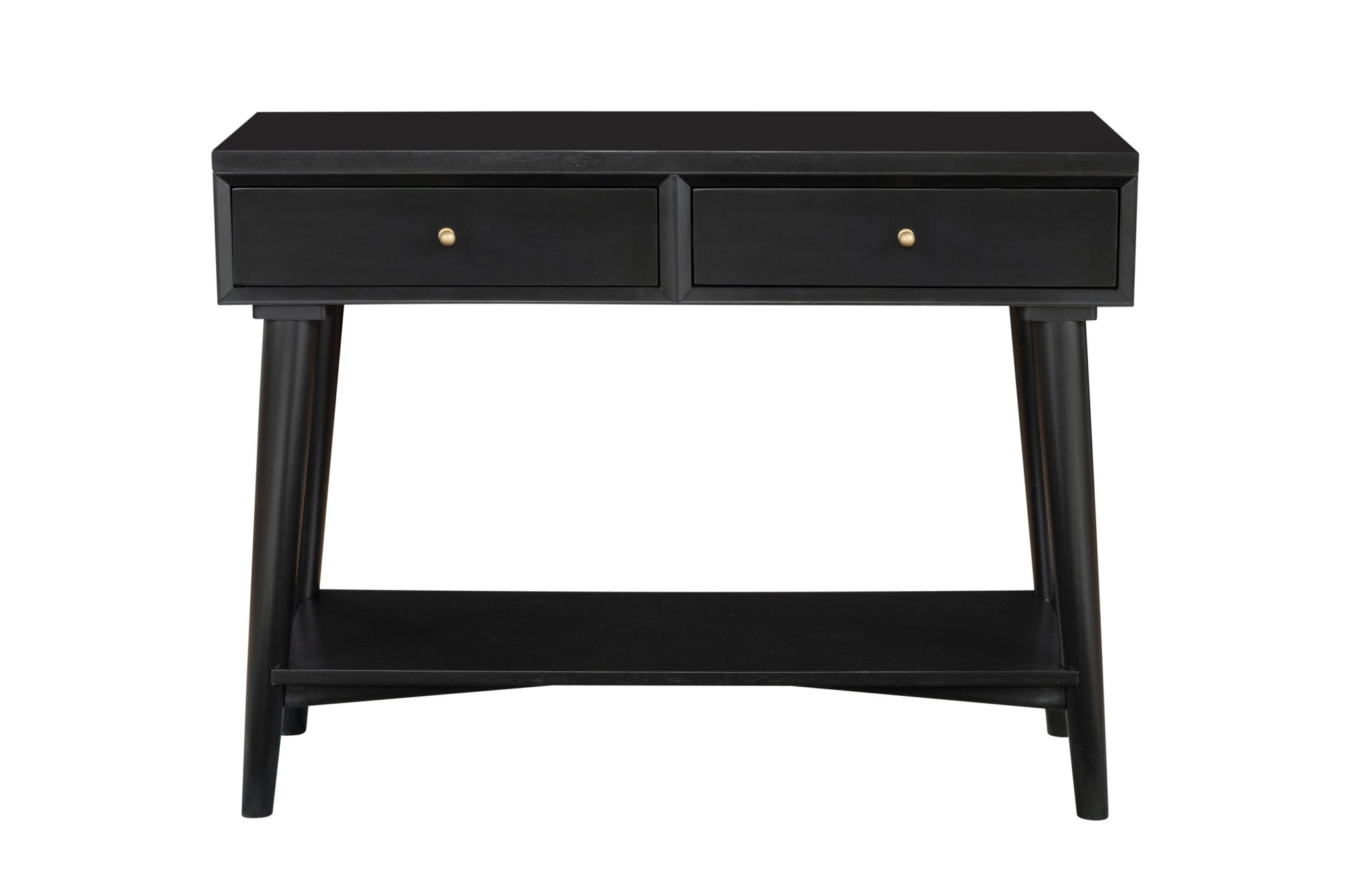 42" Black Solid and Manufactured Wood Floor Shelf Console Table With Storage With Storage