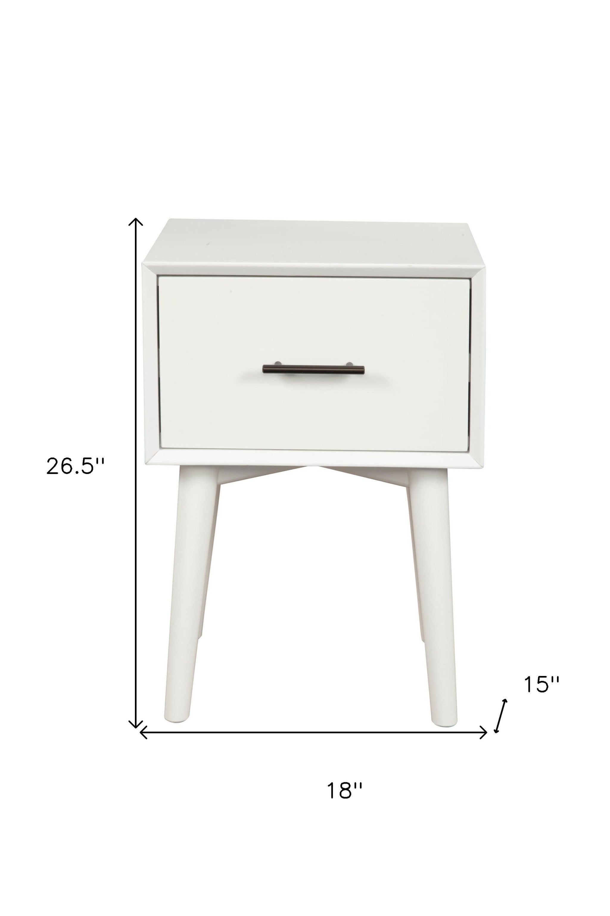 27" White Solid Manufactured Wood End Table With Drawer