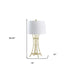 29" Gold Bamboo Design Table Lamp With Off White Drum Shade