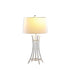 29" Silver Bamboo Design Table Lamp With Off White Drum Shade