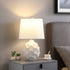 22" Cream Ceramic Faceted Table Lamp With Off White Drum Shade