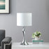 25" Silver Sleek Table Lamp With Off White Drum Shade